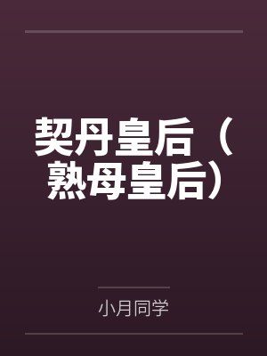 萧观音和耶律洪基血缘关系封面